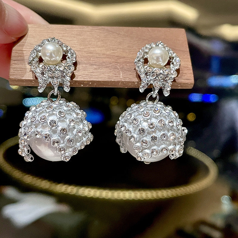 Vintage Gold Pearl Earrings Tassel Stud Earrings No Piercing Ear Clip