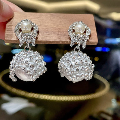 Vintage Gold Pearl Earrings Tassel Stud Earrings No Piercing Ear Clip