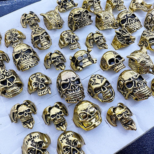 50pcs/ Box Mixed Skull Shape Rrings