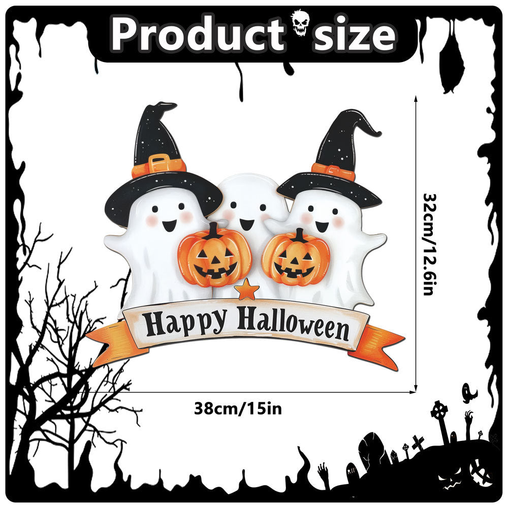 Halloween Decorations PP Hanging Sign,Welcome To Our Haunted House Door Hanger Sign For Outdoor Home Farmhouse Wall Window Yard,Party Supplies Halloween