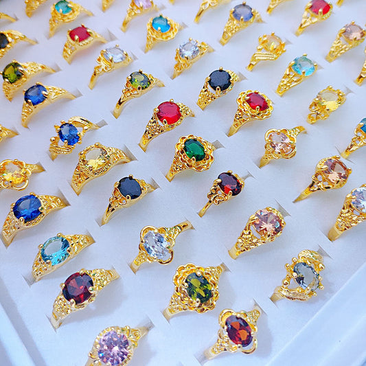 100pcs/ Box Mixed Classic Zirconia Rings