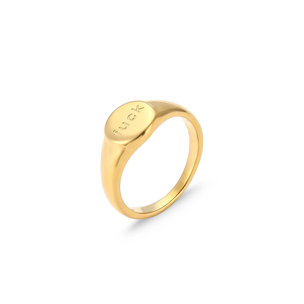 FUCK OFF English Letter 18K Ring