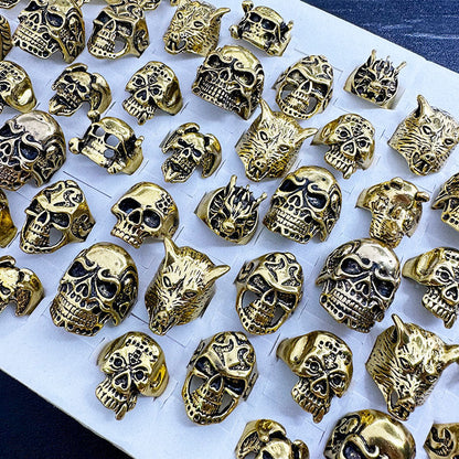 50pcs/ Box Mixed Skull Shape Rrings