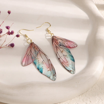 Gradient Cicada Wings Butterfly Wings Earrings