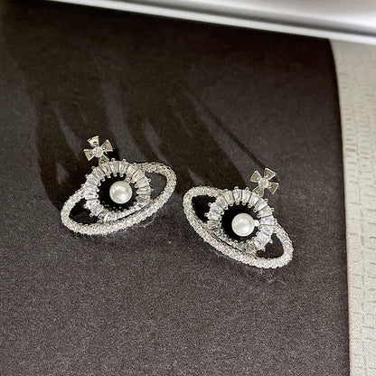 Vintage Gold Pearl Earrings Tassel Stud Earrings No Piercing Ear Clip