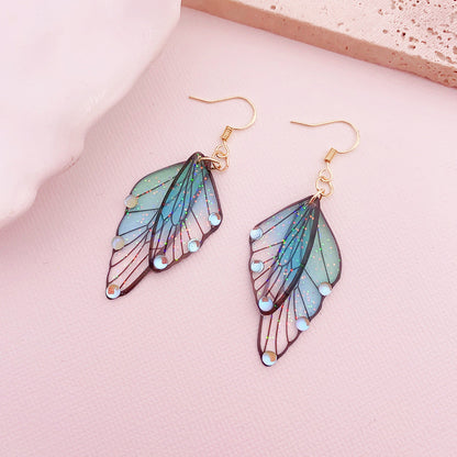 Gradient Cicada Wings Butterfly Wings Earrings