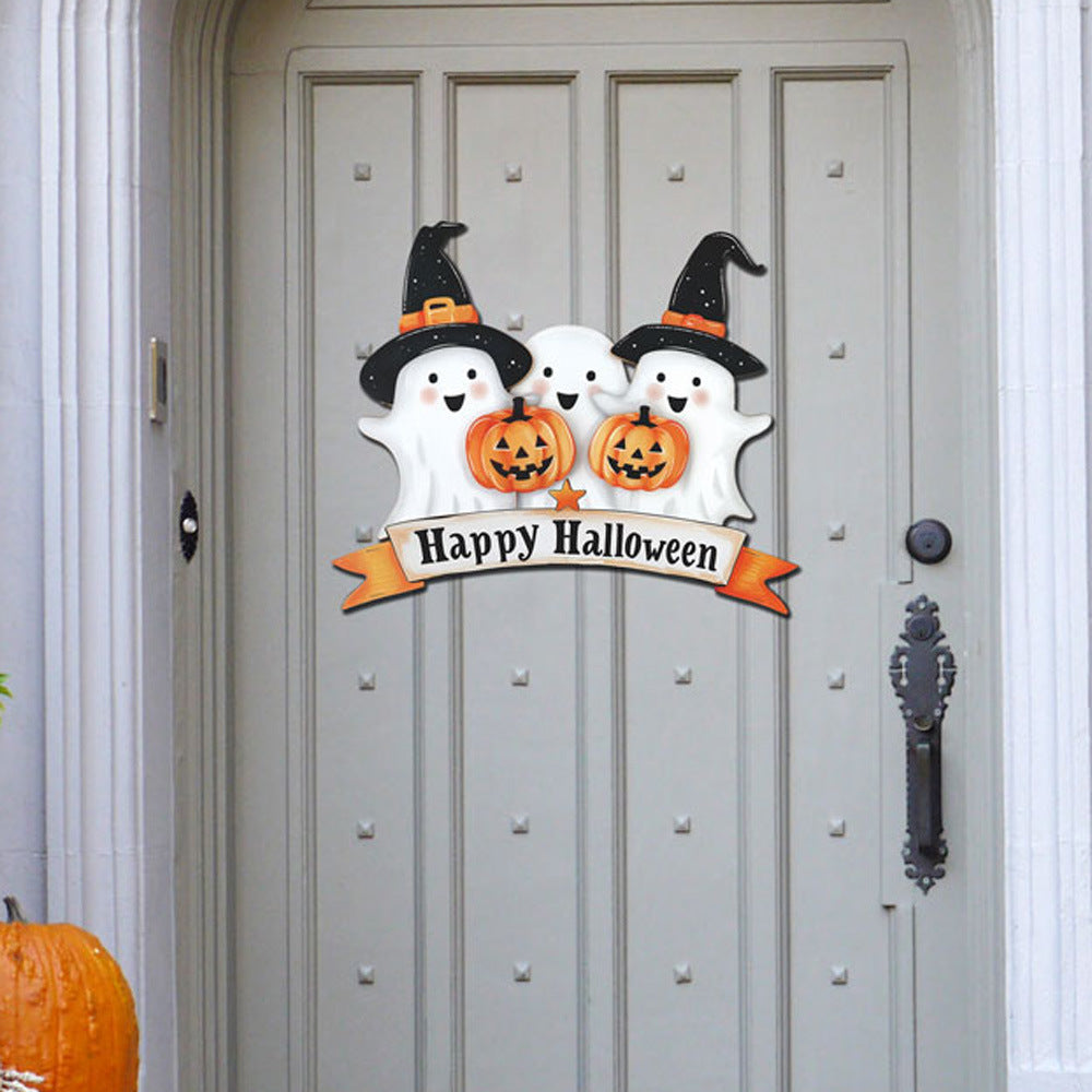 Halloween Decorations PP Hanging Sign,Welcome To Our Haunted House Door Hanger Sign For Outdoor Home Farmhouse Wall Window Yard,Party Supplies Halloween