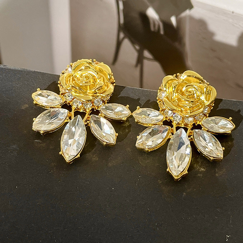 Vintage Gold Pearl Earrings Tassel Stud Earrings No Piercing Ear Clip