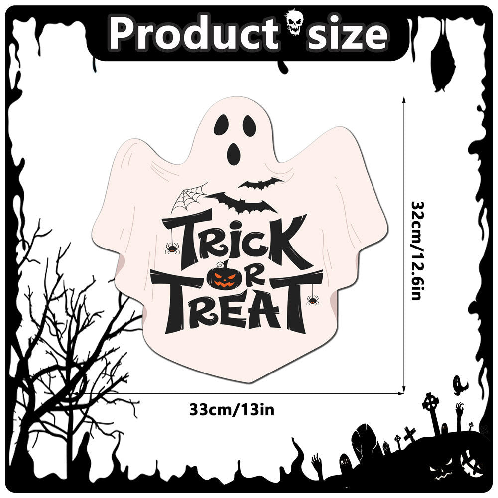 Halloween Decorations PP Hanging Sign,Welcome To Our Haunted House Door Hanger Sign For Outdoor Home Farmhouse Wall Window Yard,Party Supplies Halloween