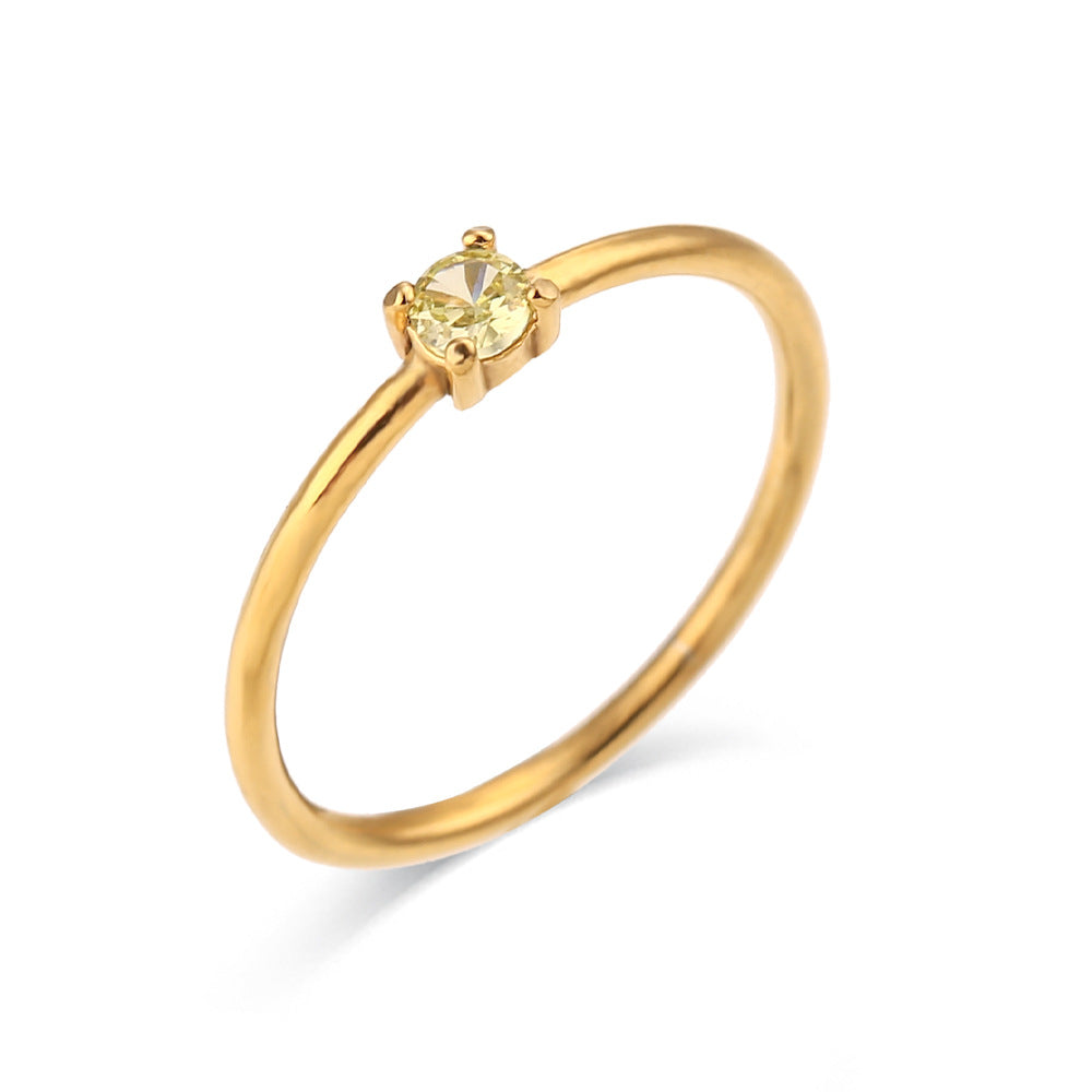Simple birthday ring 18K birthday stone thin ring