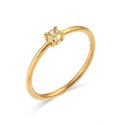 Simple birthday ring 18K birthday stone thin ring