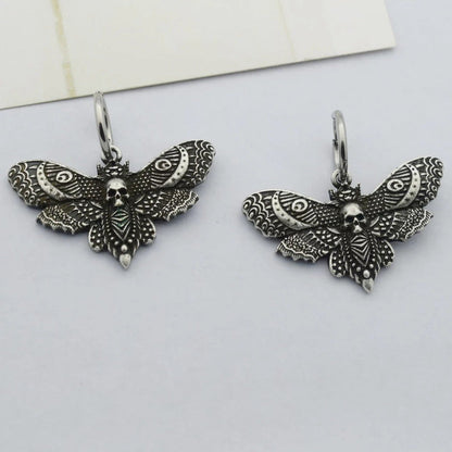 Gothic Skull Moth Earrings