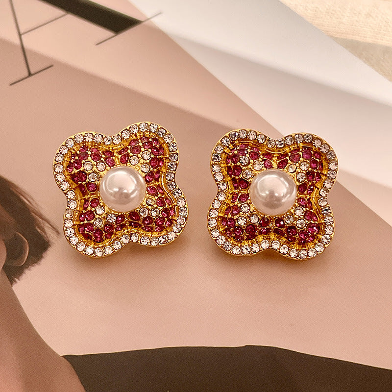 Vintage Gold Pearl Earrings Tassel Stud Earrings No Piercing Ear Clip