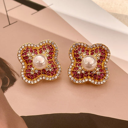 Vintage Gold Pearl Earrings Tassel Stud Earrings No Piercing Ear Clip