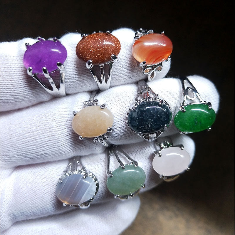 100pcs/ Box Mixed Stone Alloy Rings