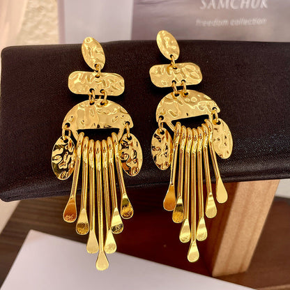 Vintage Gold Pearl Earrings Tassel Stud Earrings No Piercing Ear Clip