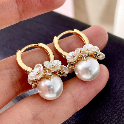 Vintage Gold Pearl Earrings Tassel Stud Earrings No Piercing Ear Clip