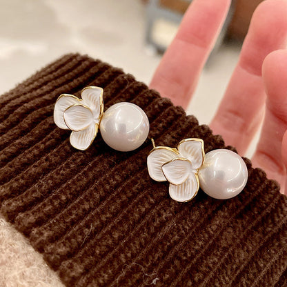 Vintage Gold Pearl Earrings Tassel Stud Earrings No Piercing Ear Clip