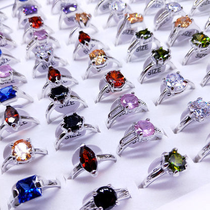 100pcs/ Box Mixed Fashion Zirconia Rings