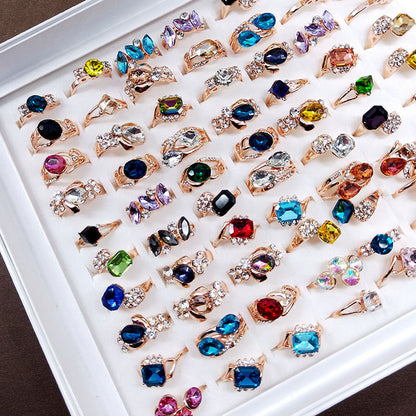 100pcs/ Box Mixed Colored Glass Rings
