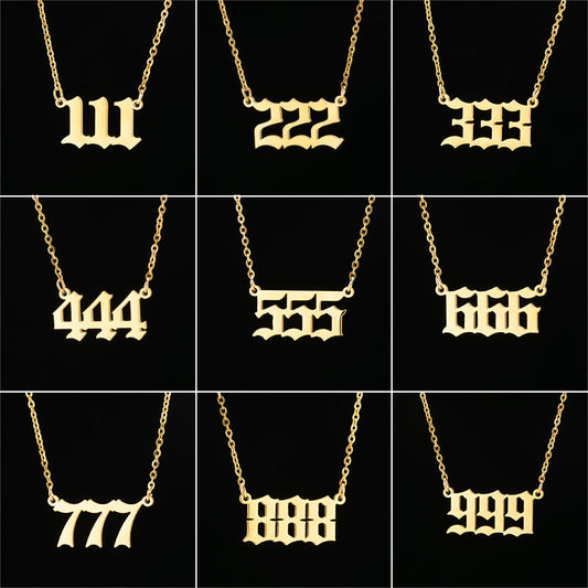 Lucky Number 000-999 Stainless Steel Necklace