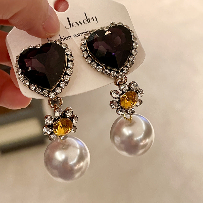 Vintage Gold Pearl Earrings Tassel Stud Earrings No Piercing Ear Clip