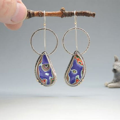 Enamel colored glass personality earrings