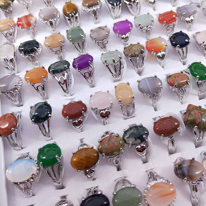 100pcs/ Box Mixed Stone Alloy Rings