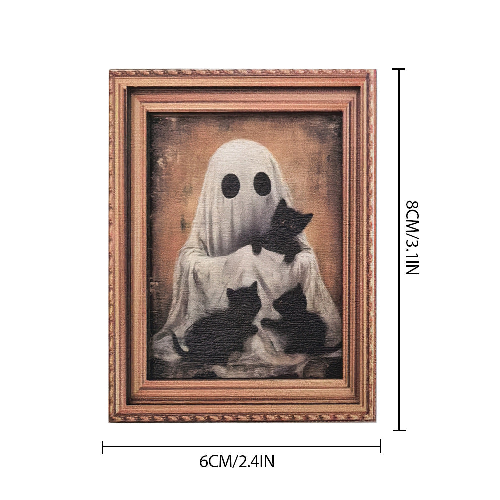 Halloween Retro Photo Frame Magnetic Fridge Magnet Wooden Poster Fridge Magnet Home Decoration Refrigerator Magnets