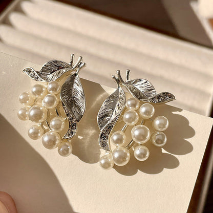 Vintage Gold Pearl Earrings Tassel Stud Earrings No Piercing Ear Clip