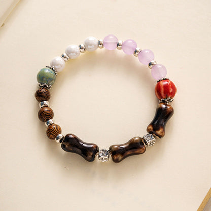 Colored Glazed Ceramic Elastic Bracelets