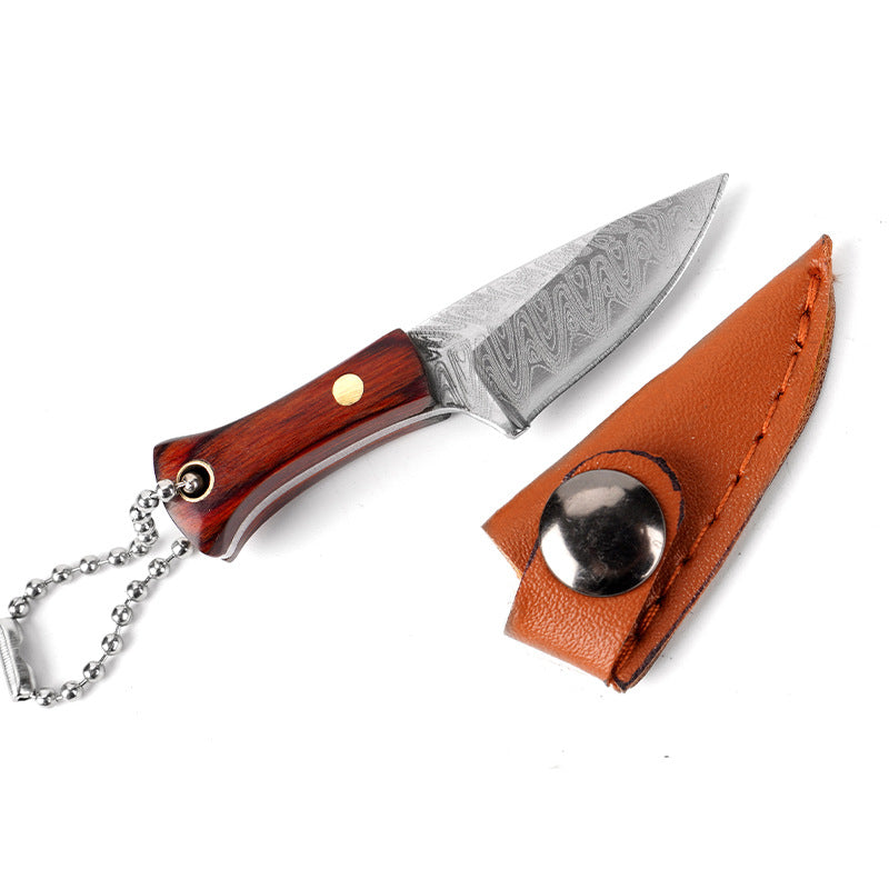 Damascus Pattern Mini Knife with Protective Sleeve