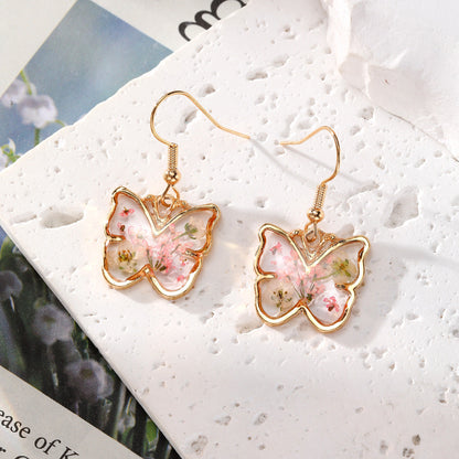Irregular lace dried flower earrings