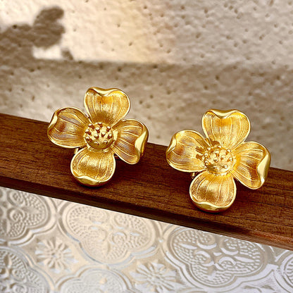 Vintage Gold Pearl Earrings Tassel Stud Earrings No Piercing Ear Clip