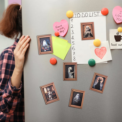 Halloween Retro Photo Frame Magnetic Fridge Magnet Wooden Poster Fridge Magnet Home Decoration Refrigerator Magnets