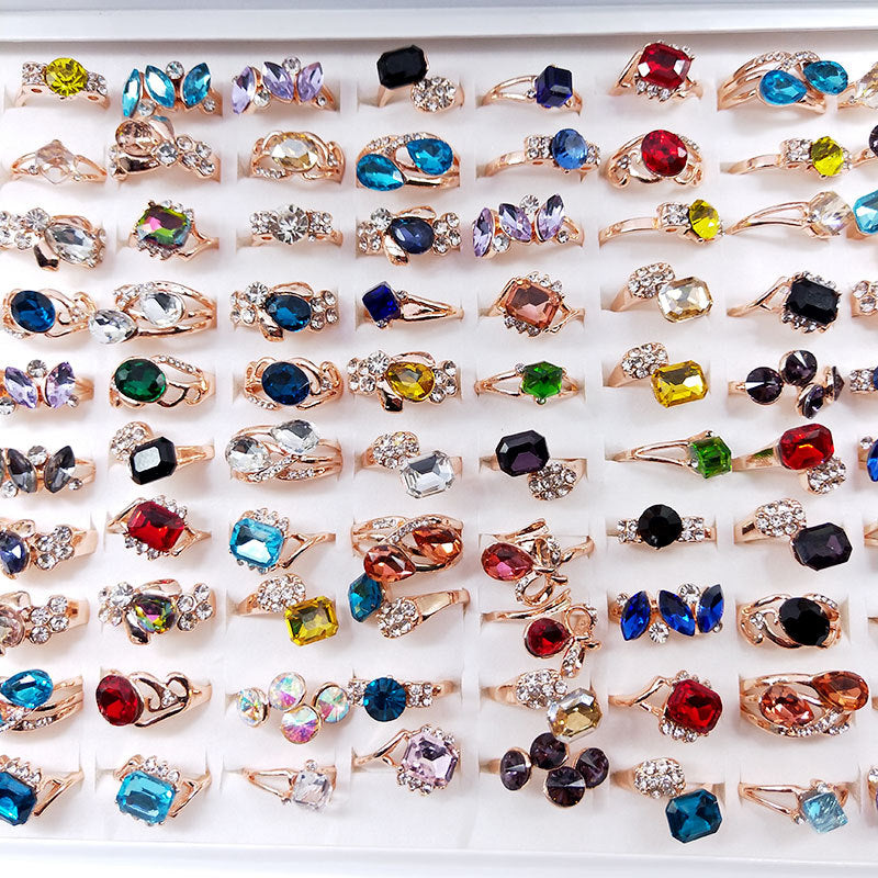100pcs/ Box Mixed Colored Glass Rings