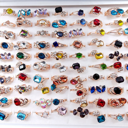 100pcs/ Box Mixed Colored Glass Rings