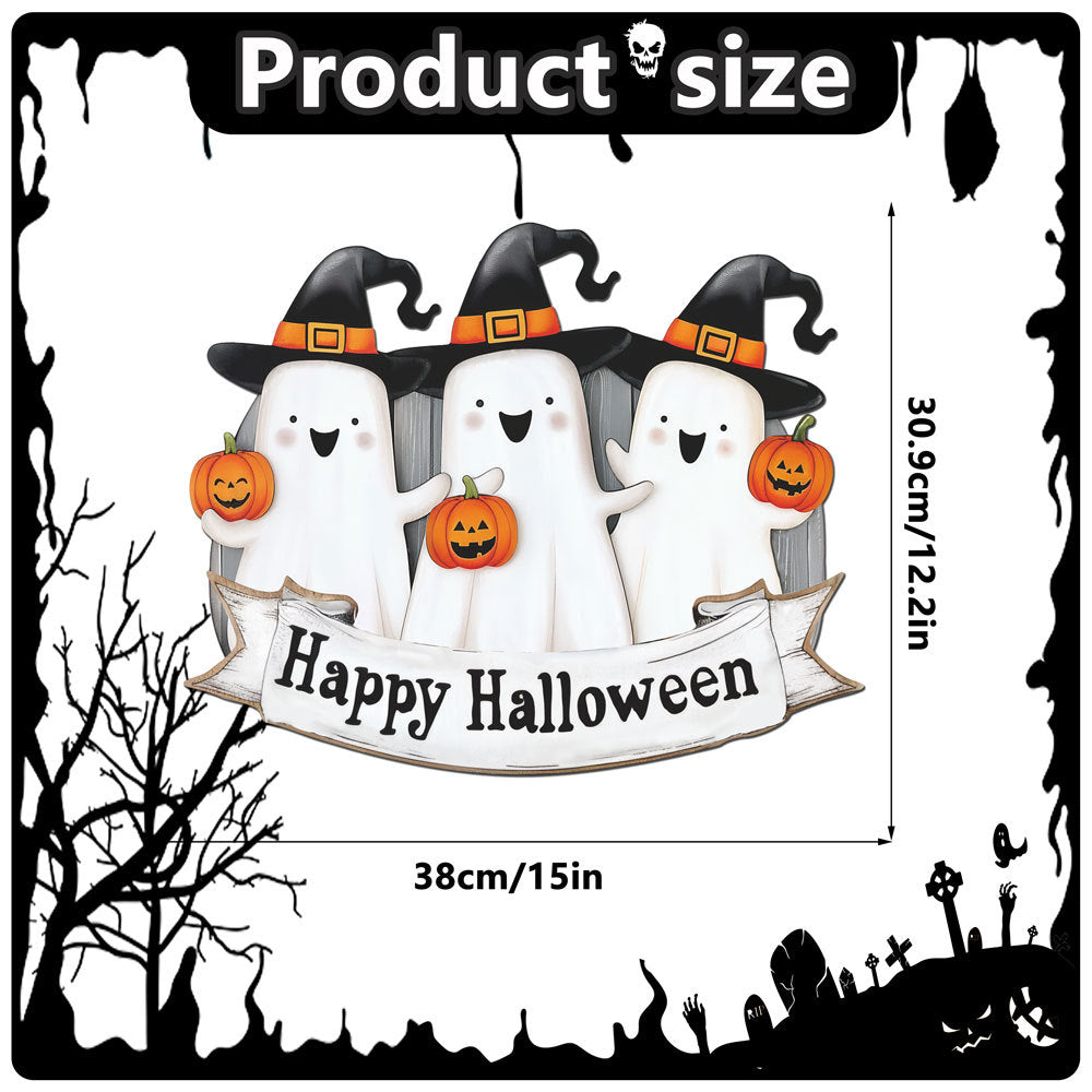 Halloween Decorations PP Hanging Sign,Welcome To Our Haunted House Door Hanger Sign For Outdoor Home Farmhouse Wall Window Yard,Party Supplies Halloween
