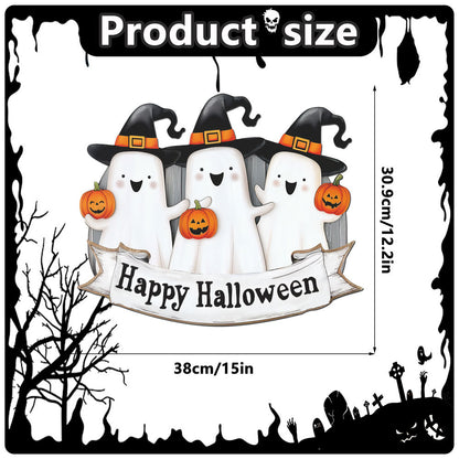 Halloween Decorations PP Hanging Sign,Welcome To Our Haunted House Door Hanger Sign For Outdoor Home Farmhouse Wall Window Yard,Party Supplies Halloween