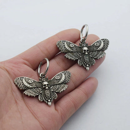 Gothic Skull Moth Earrings