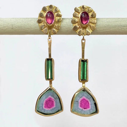 Enamel colored glass personality earrings