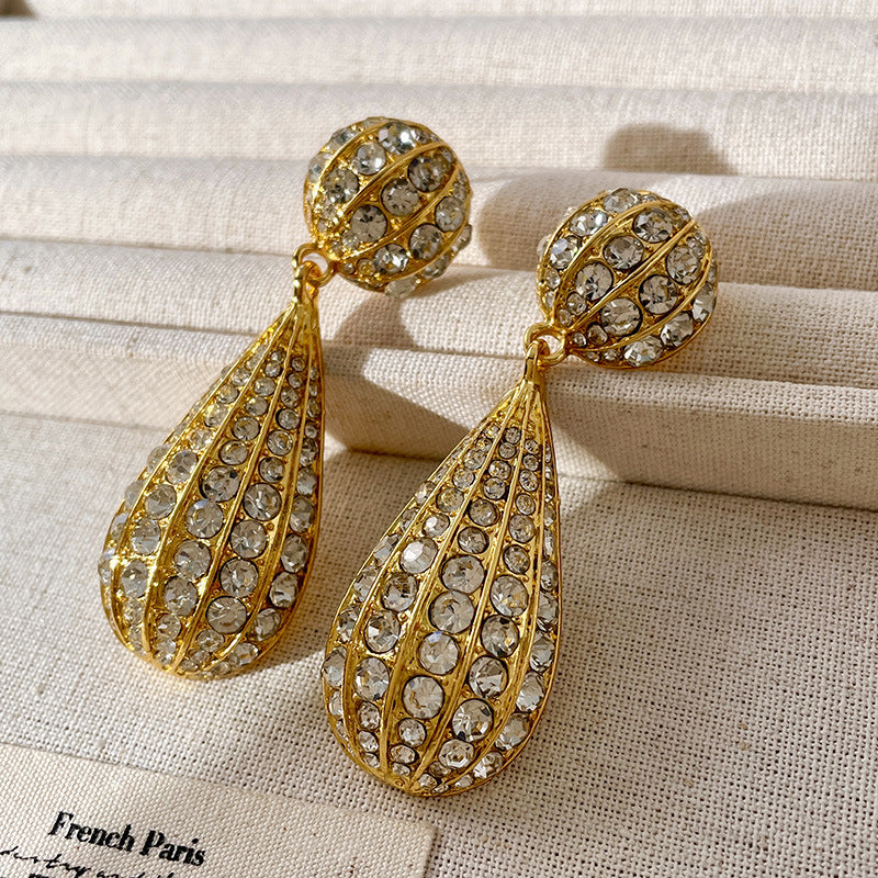 Vintage Gold Pearl Earrings Tassel Stud Earrings No Piercing Ear Clip