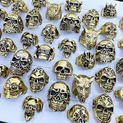 50pcs/ Box Mixed Skull Shape Rrings