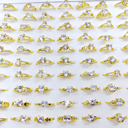 100pcs/ Box Mixed Zirconia Women's Rings