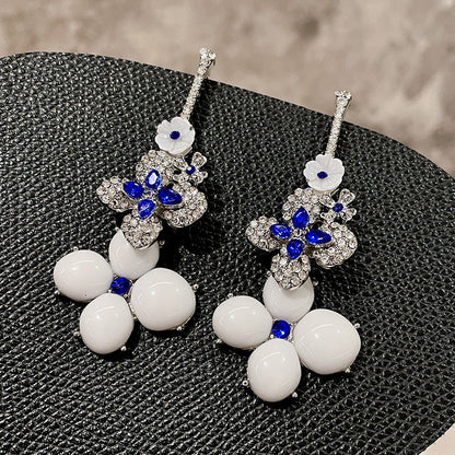 Vintage Gold Pearl Earrings Tassel Stud Earrings No Piercing Ear Clip