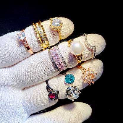 100pcs/ Box Mixed Zirconia Women's Rings