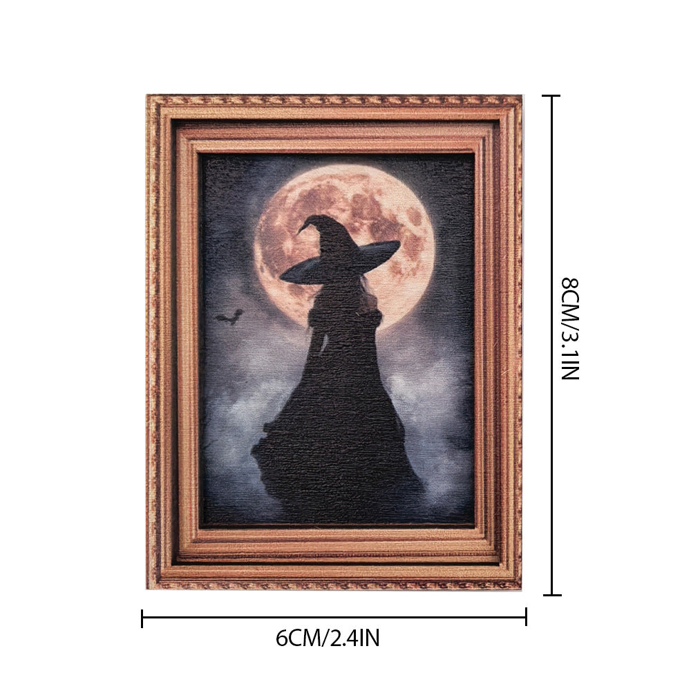 Halloween Retro Photo Frame Magnetic Fridge Magnet Wooden Poster Fridge Magnet Home Decoration Refrigerator Magnets