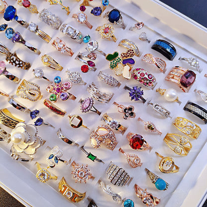 100pcs/ Box Mixed Zirconia Women's Rings