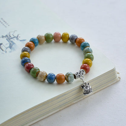 Colored Glazed Ceramic Elastic Bracelets