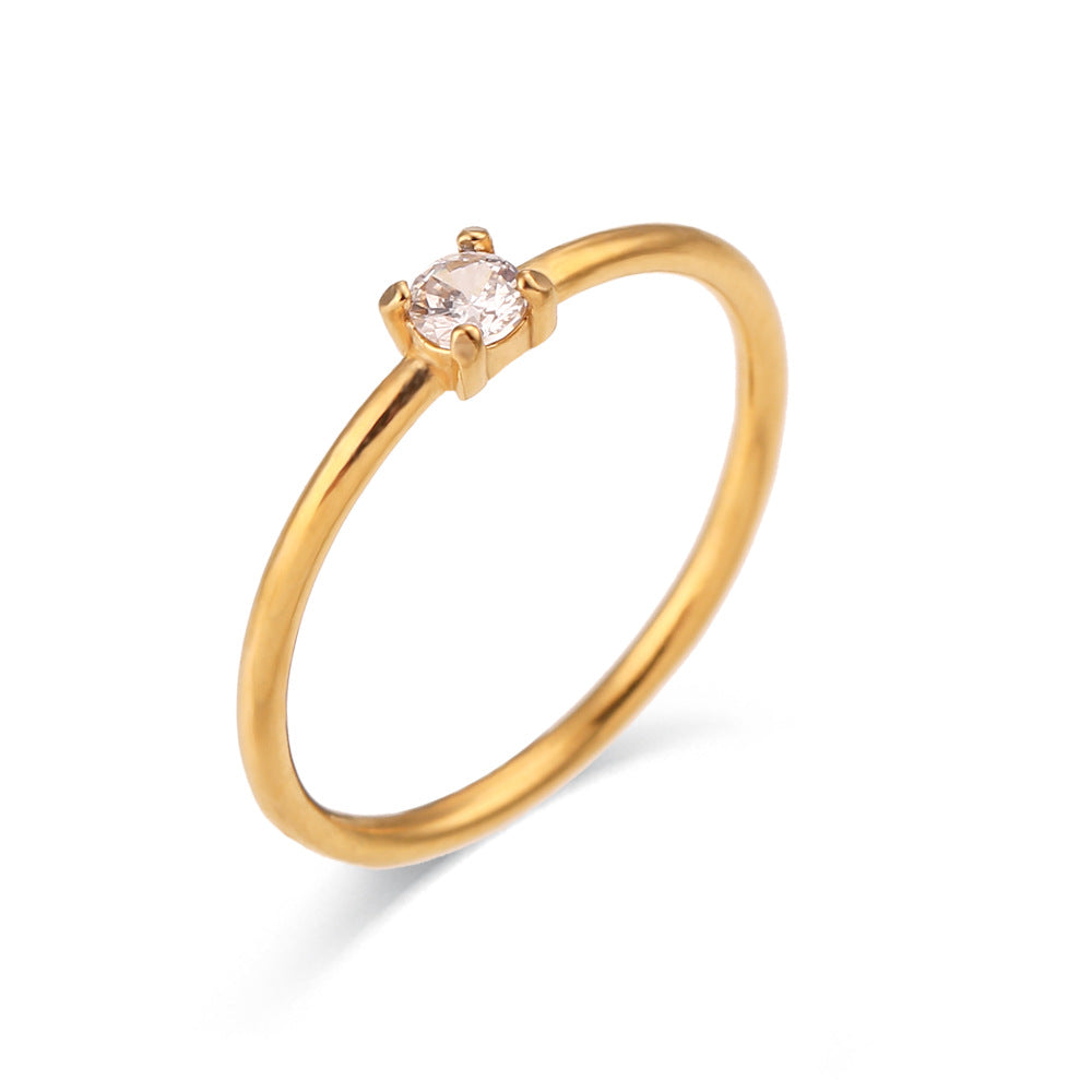 Simple birthday ring 18K birthday stone thin ring